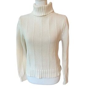 Talbots Petites Thick Cream Turtleneck Sweater.  Size S